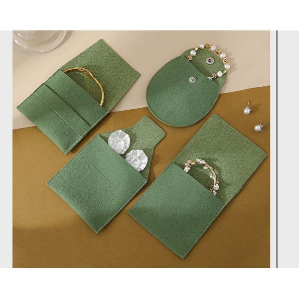 Luxury bag Customized LOGO Green Flannel Anti-Oxidation Jewelry Bag Thickened Microfiber Jewelry Bag Ring Storage Bag