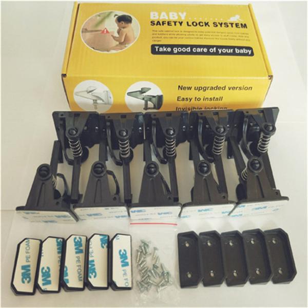 No Tools Or Measuring Needed Baby Safety Cabinet Locks , 3M Adhesive Spring Action Lock
