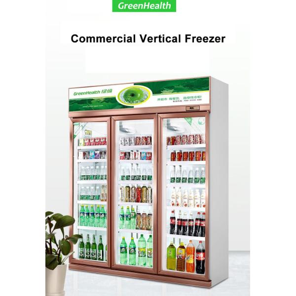 Luxury Style Upright Fridge Commercial Display Cooler Champagne