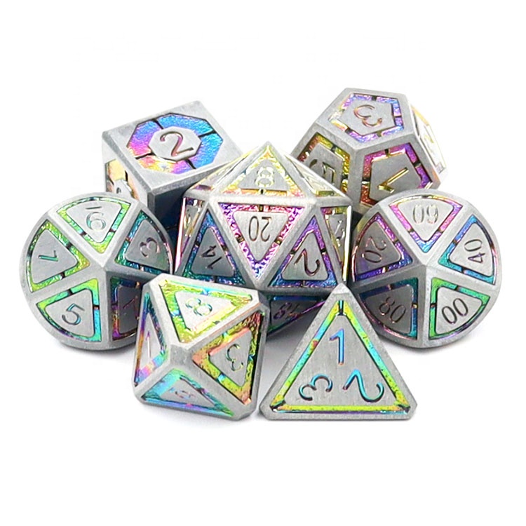 Zinc Alloy Metal Dice Set with Custom Colors and 14-20mm Size for DND & RPGs