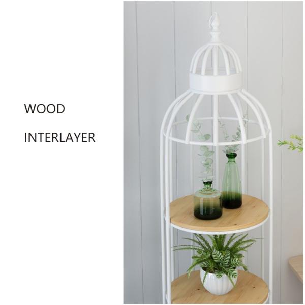 Interior Decoration Metal Display Racks And Stands Creative Bird Cage Shape Flower Shelf