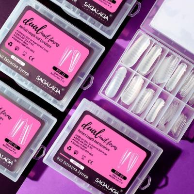 French Style Dual Forms Nail Mold for Poly UV Gel With Scale Full Cover Gel Coffin Nails Tips Custom Label