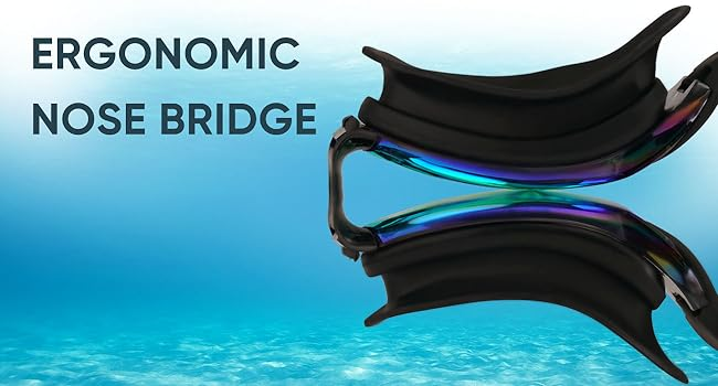 Anti-Fog UV Protection Swimming Goggles with Adjustable Strap and Silicone Nose Clip
