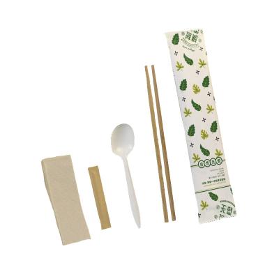 Restaurant Disposable PP Cutlery Bag Set with Biodegradable Napkin and Printed Logo