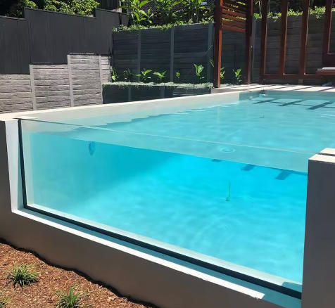 Custom Large Size Clear Acrylic Pool Wall for Infinity Edge Swimming Pool Hotel Villa Resort