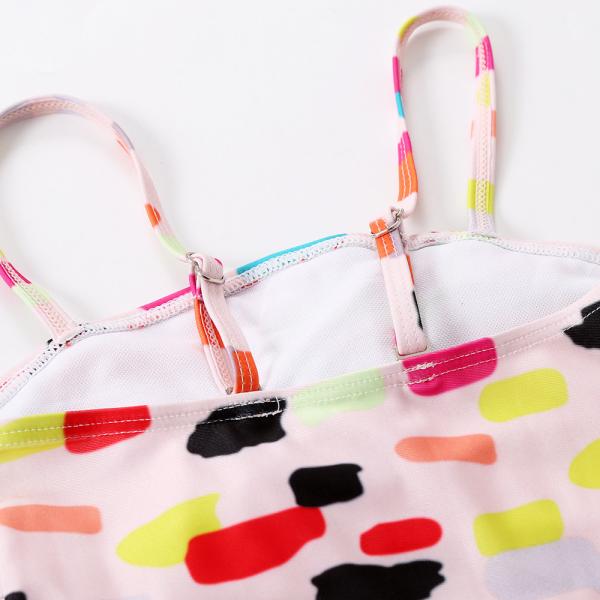 Girl's Dot print fold front of the chest one piece swimwear