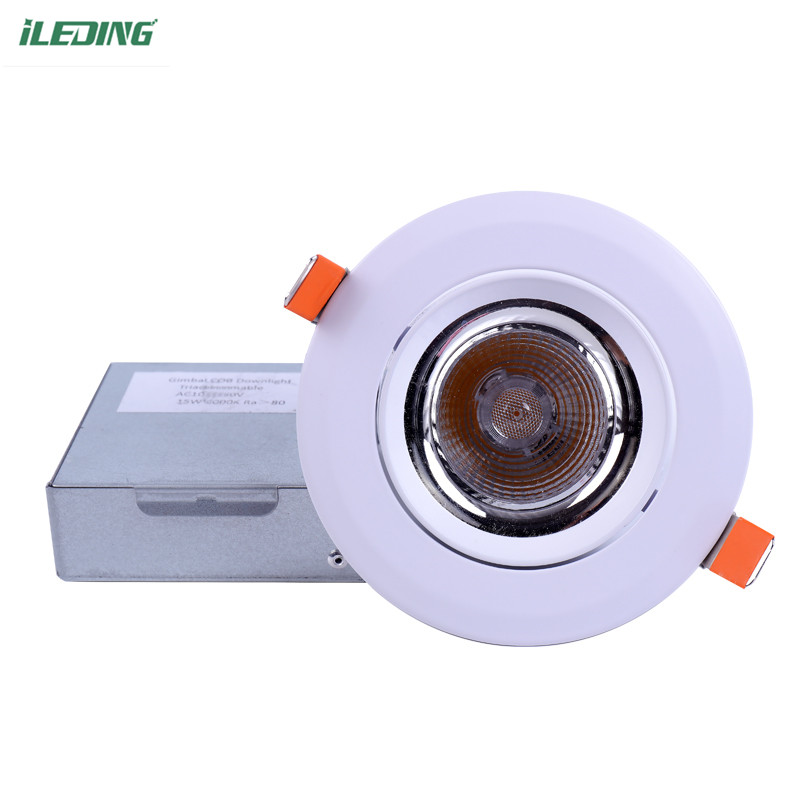15W Round LED Downlights for Bathroom 5CCT Dimmable AC 110V ±10% 80lm/w Efficiency