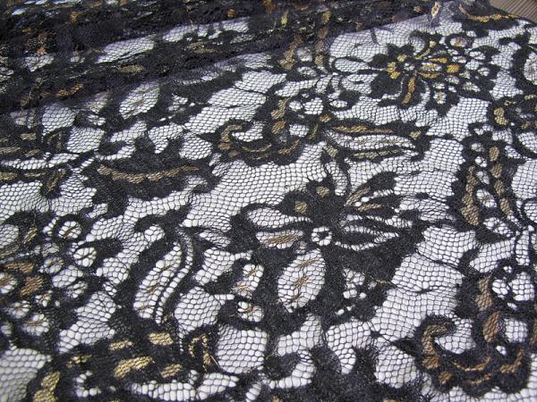 Eco Friendly Lace Metallic Nylon Fabric For Apparel Black CY-LW0219