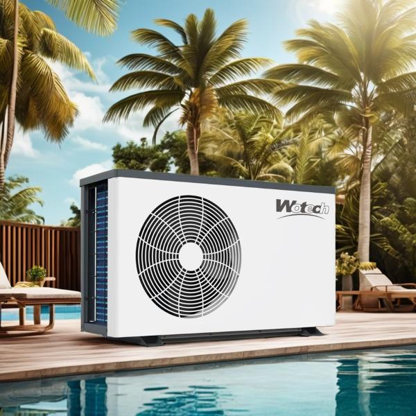 10-12m3/h Taxa de fluxo de água de piscina bomba de calor monobloco com R32 Inverter controlador de aquecimento