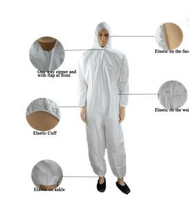 Anti Virus Disposable Protective Clothing Non Woven Disposable White Coveralls