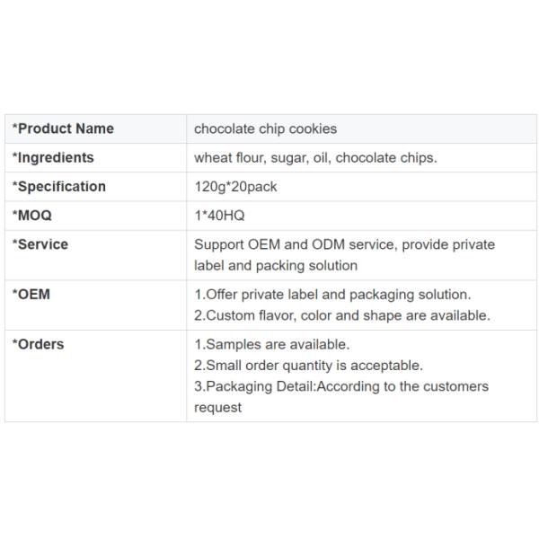 Еда ХАЛЯЛЬНОЕ BRC Mygou печенья печений обломока шоколада OEM