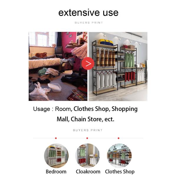 Modern Style Clothing Shop Display Racks Wall Mounted Clothing Rack For Shopping Mall