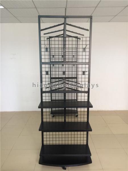 6 Wheel Clothing Store Fixtures Metal Free Standing Hanging Garment Display Stand