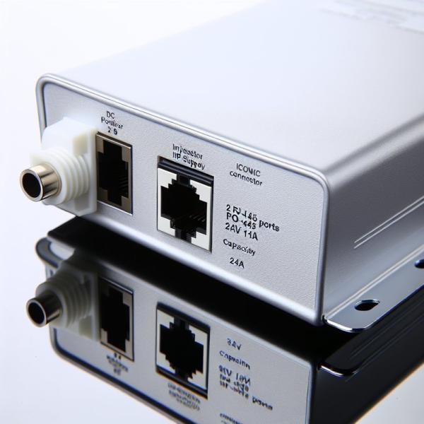 UK Plug 24V 1A POE Injector with 2 RJ45 Ports for IP Camera