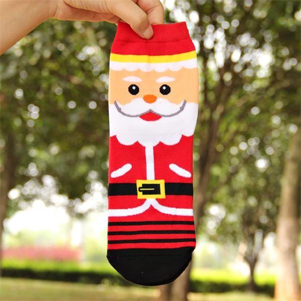 Funny santa claus patterned design winter cotton socks for women