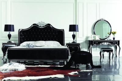 Oakwood Custom Classic Royal Bedroom Furniture Sets 6pcs Wood Frame Fabric Antique