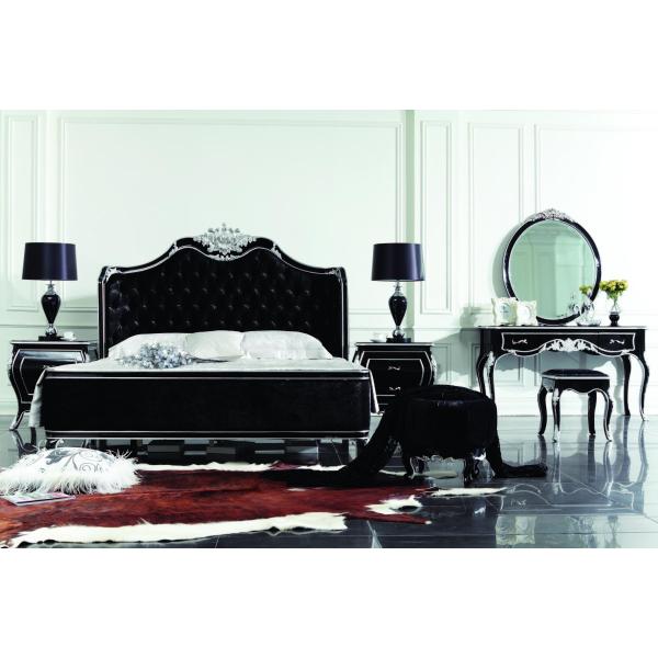 Oakwood Custom Classic Royal Bedroom Furniture Sets 6pcs Wood Frame Fabric Antique