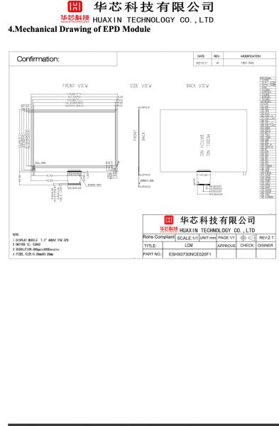 7.3 Inch Digital Paper Display 800X480 50 Pins SPI Interface Free View Angle