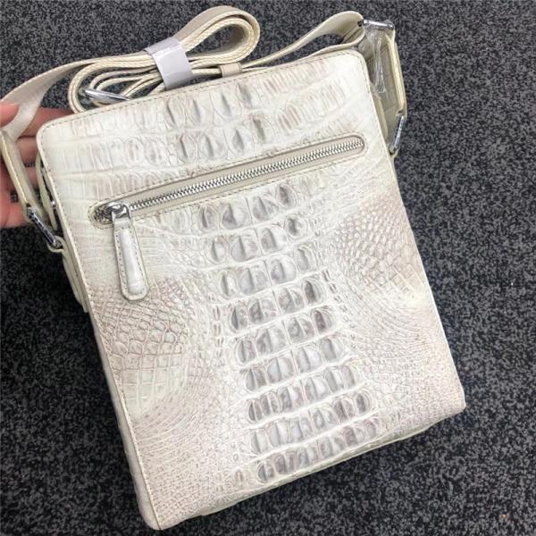 Authentic Crocodile Skin Men's Small Shoulder Bag White Flap Purse Genuine Alligator Leather Male Casual Messenger Bag