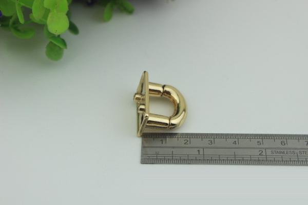 Wholesale high quality lady bag lock light gold metal twist turn decorative lock for bags