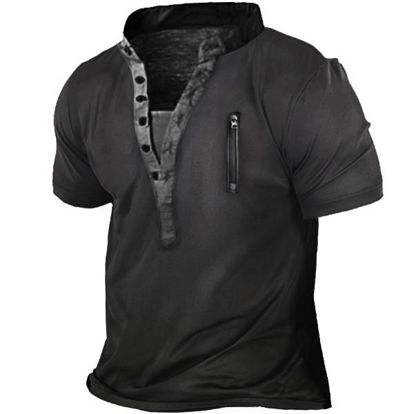 Zip Retro Printed Military Tactical Shirts Woven Heat Resistant