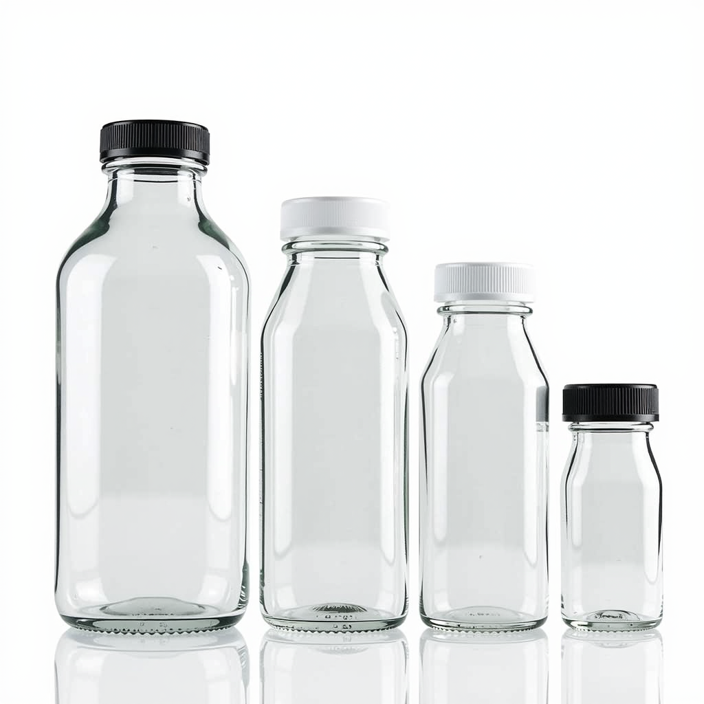 Square Glass Milk Bottle Beverage Container with Food Grade Glass Customizable Cap Options