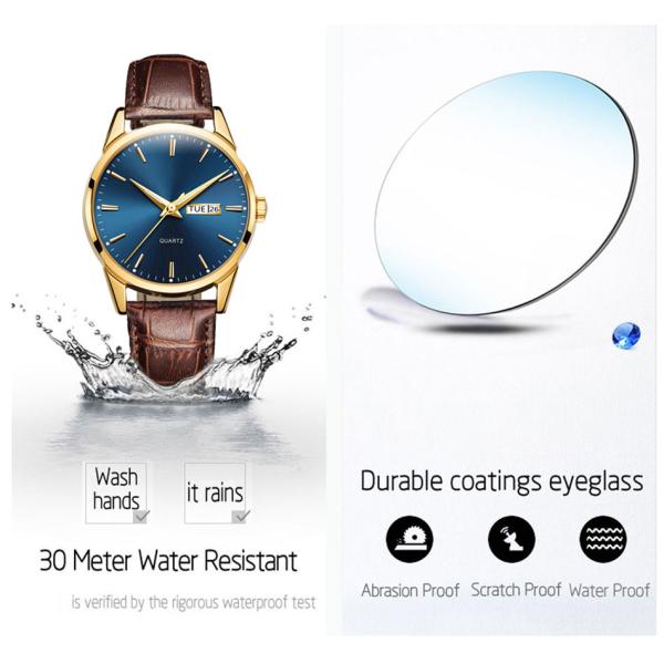 Ремень кожи Брауна наручных часов Goldtone 39mm Unisex людей наручных часов 3BAR