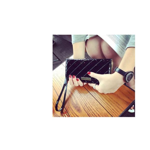 2016 summer sweet new Slim simple long section clutch wallet Ms. Lingge patent leather