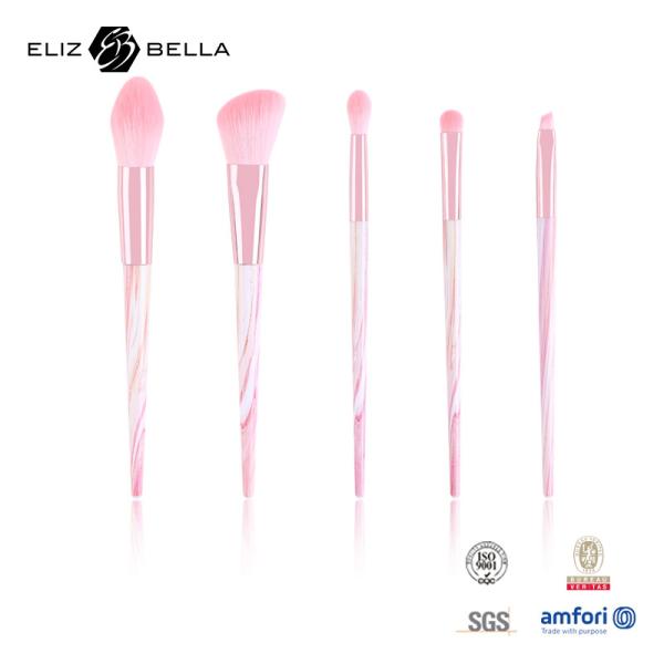 5pcs Pink Ferrule Plastic Makeup Brushes Synthetic Hair Vegan Personalized Custom Logo