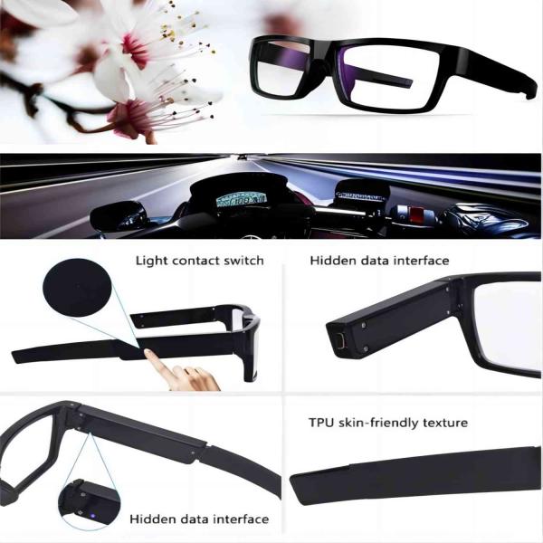 TR90 Hidden Camera Sunglasses One Finger Touch Control 40g Lightweight