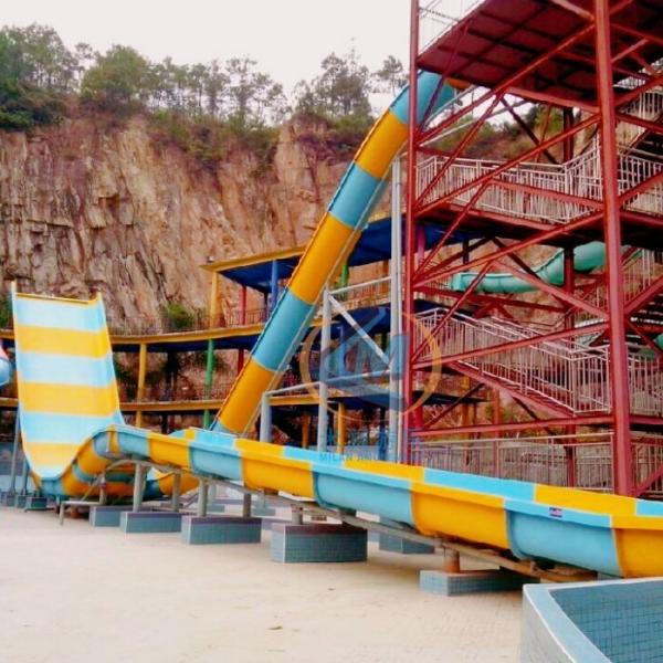 17m Height Outdoor Commercial Aqua Park Equipment Boomerango Water Slide FRP Construction