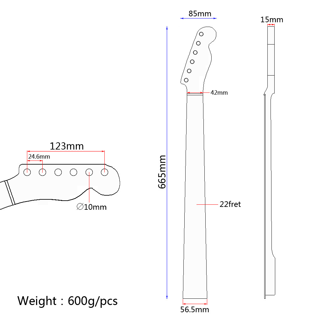 Длина 665 мм Заменяющая гитарная шея для Fender TL Tele Guitar