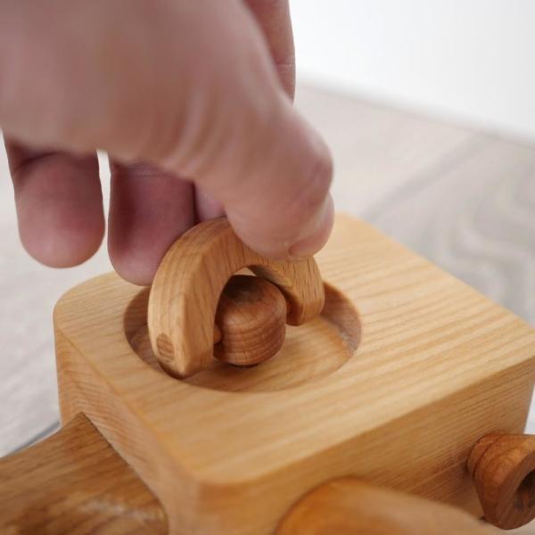 Stained Beech Handmade Wooden Toys , Handmade Wooden Cars For Preschoolers