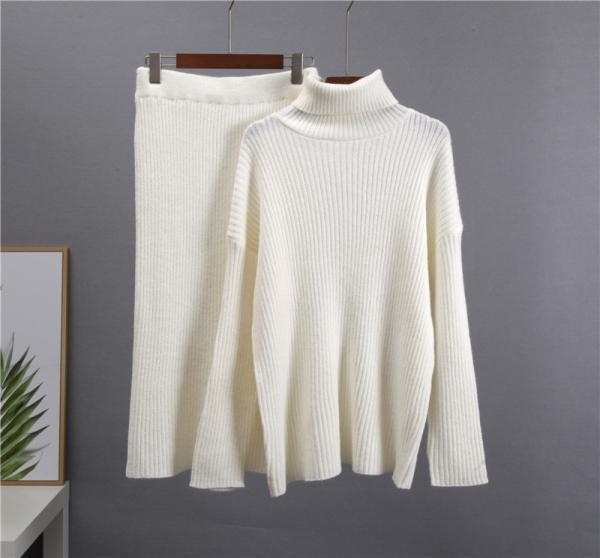 Women s Sweaters for Outdoor Activities with Free Pullover Closure Type Half skirt high neck sweater set