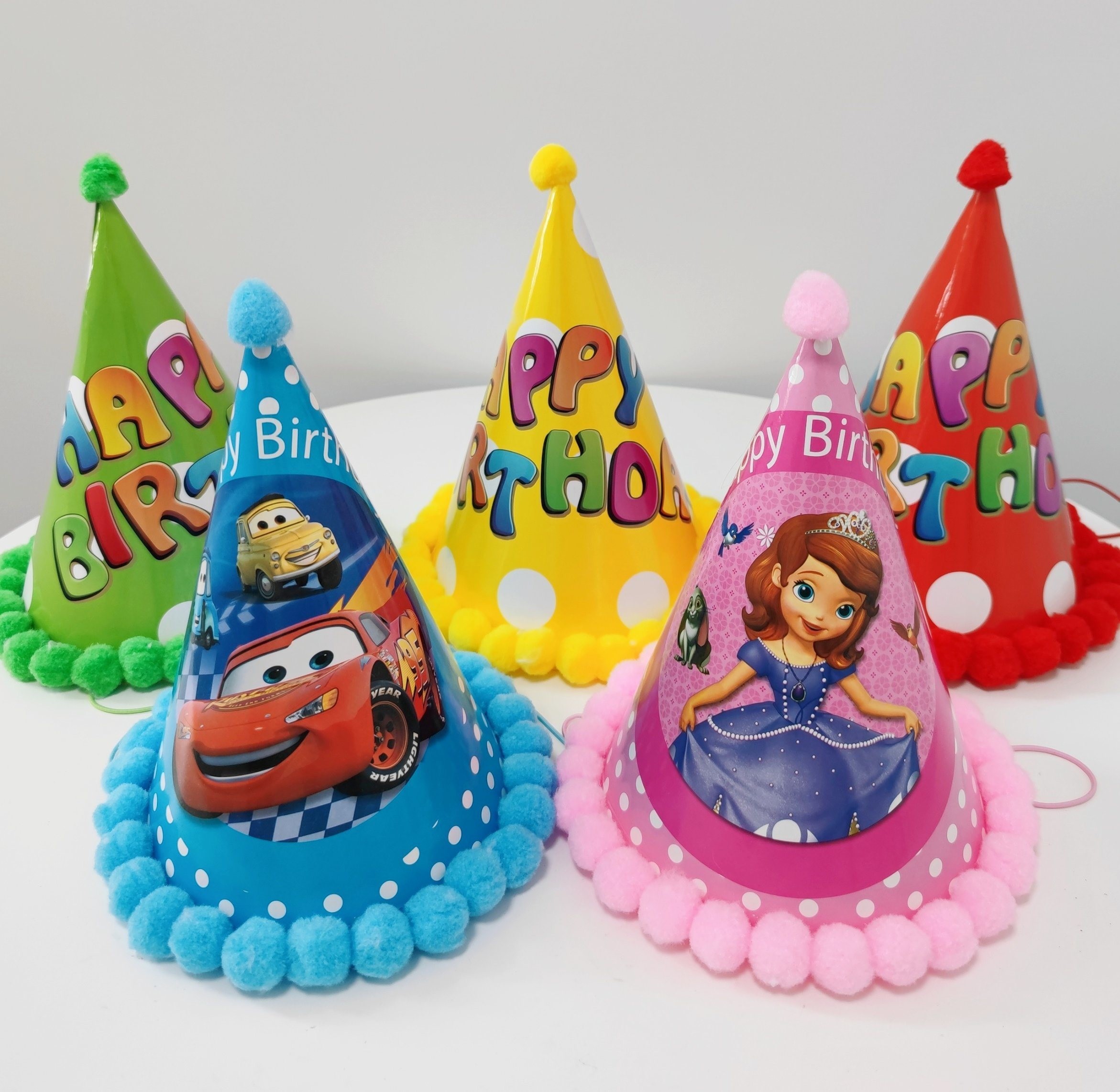 Design Birthday Hats Colorful Cartoon Paper Party Accessories for Children and Adults