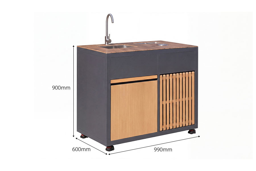 Powder Coated Patio Storage Outdoor Kitchen Cabinet With 360 Degree Pull Out Faucet