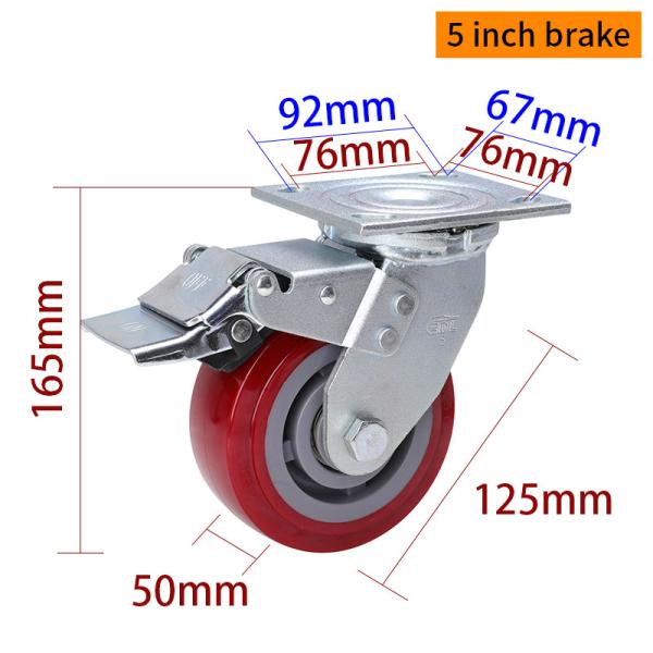 Red 5 Inch Heavy Duty Swivel Casters 125mm Caster Wheels  735-86
