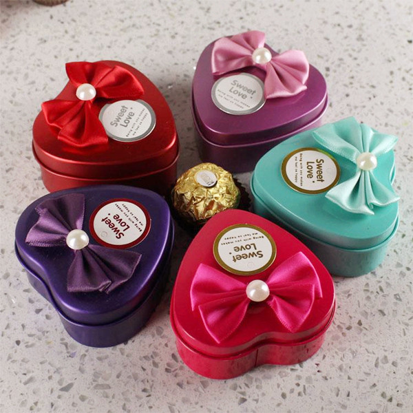 Sweet Heart Gift Tin Box With Diamond For Chocolate/Candy/Tea