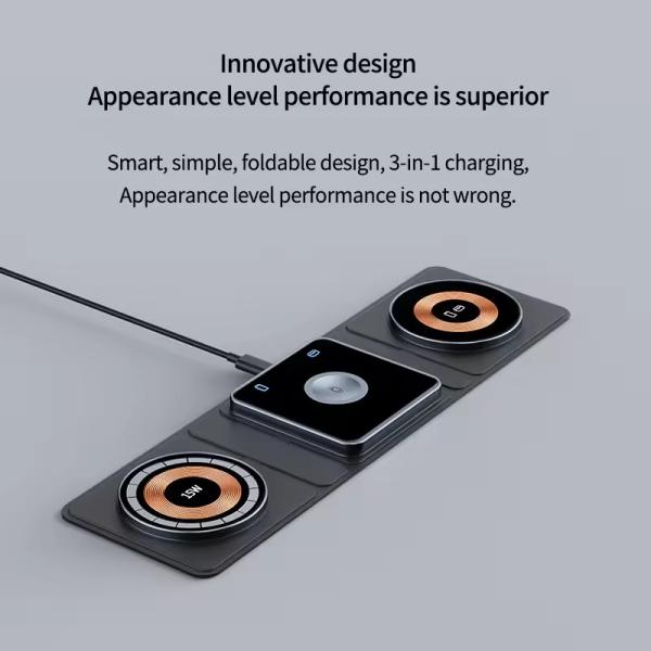 Cargador inalámbrico magnético plegable de 9V/2A de entrada 3 en 1 para teléfono móvil portátil de carga rápida universal