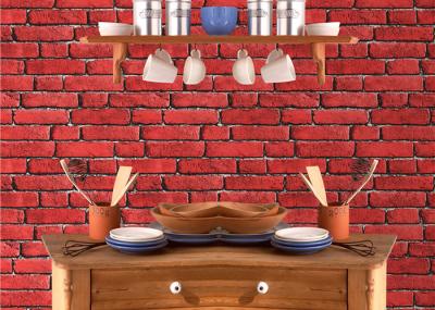 Vintage Removable 3D Brick Effect Wallpaper , Foam Faux Brick Wall Covering Washable