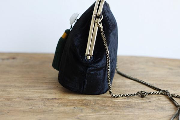 Accessories, Vintage Handbag, Velvet Handbag, Vintage Purse, Victorian, Victorian Purse, Black Velvet Bag, Ladies Purse,