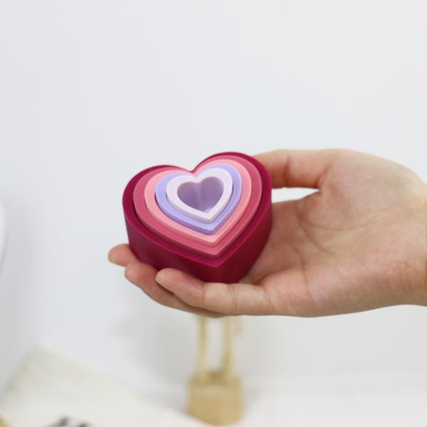 Toddler Educational Silicone Stacking Blocks With Star Heart Flower Shape