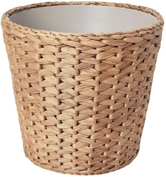 Water Hyacinth Wicker Planter Basket, Small Round Woven Basket For Plants With Metal Pot, Indoor Wicker Plant Pot Eco-Friendly Water Hyacinth Woven Plant Pot – Round Basket with Inner Saucer, Deco