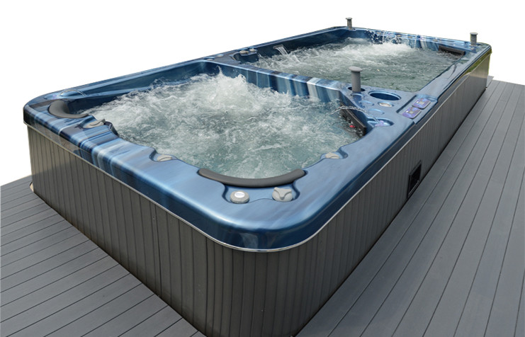 1-speed, 3HP, balboa control swim backyard hot tub with 5 seats and full body lounge
