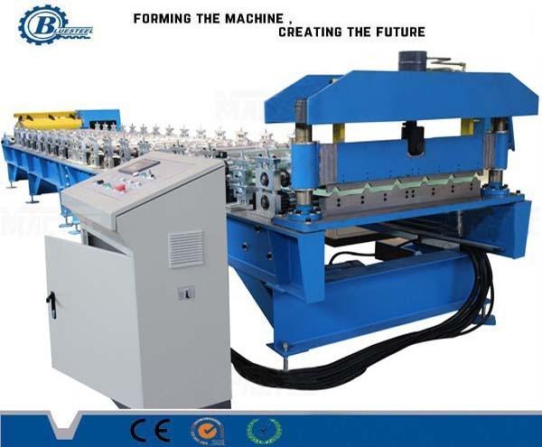 Metal Steel Roof Panel Roll Forming Machine Blue PLC Control