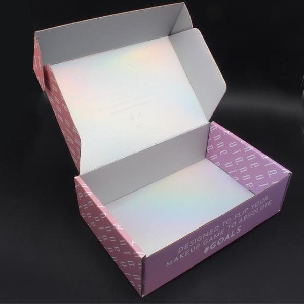 Customised Printing Pink Holographic Shipping Mailing Box Custom Private Label With Logo