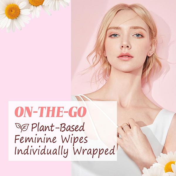 China wipes factory 100% Plant fiber Chamomile Flushable Feminine Wipes