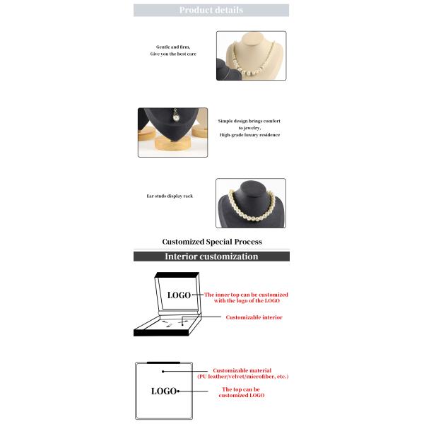 Soft Velvet Cover Wooden Necklace Display Stand Pendant Bust Display Stand