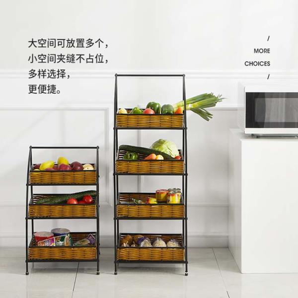 4 Layers Wooden Fruit Vegetable Display Rack Stand for Store Display Regular Size