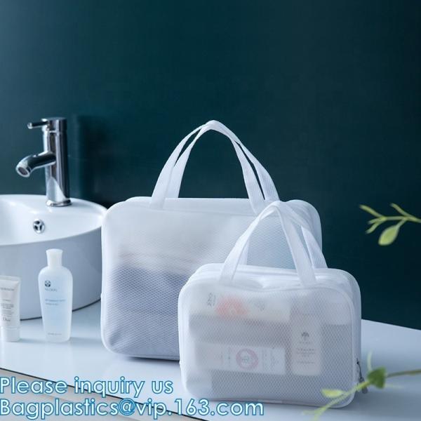 Frosted EVA Cosmetic Tote Bag Travel Toiletries Bags Waterproof Makeup Organizer Pouches With Handle